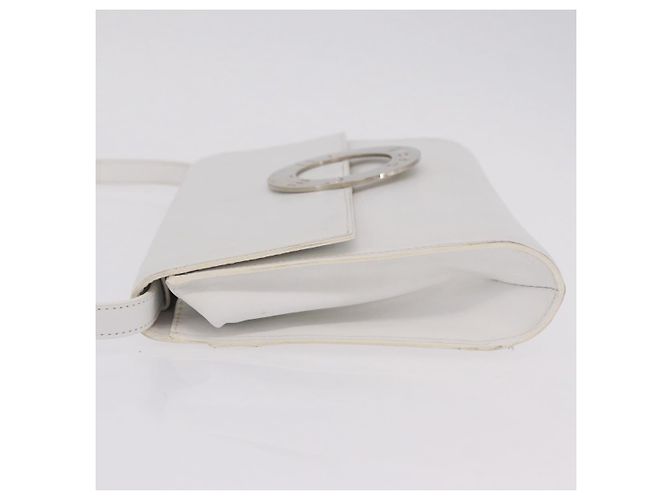 Céline CELINE Circle Shoulder Bag Leather White Silver Auth 207586A Silvery - view 6