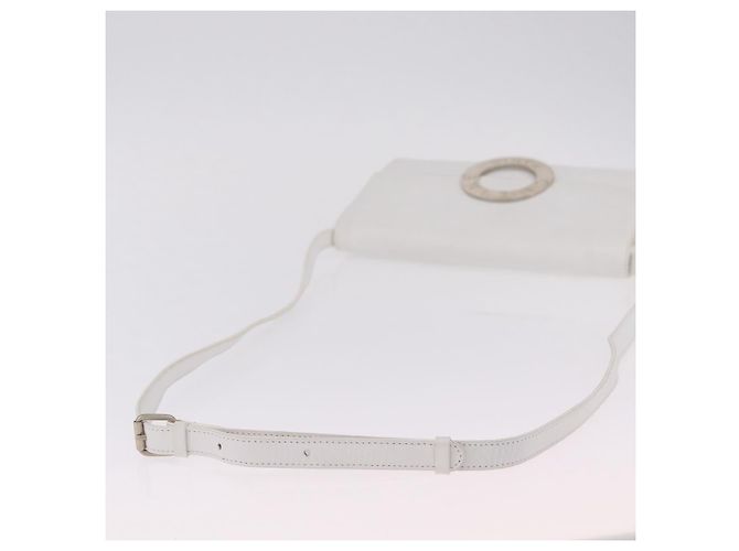 Céline CELINE Circle Shoulder Bag Leather White Silver Auth 207586A Silvery - view 8