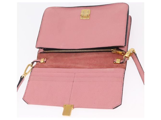 Bolsa de Ombro Miu Miu em Couro Rosa Tom Dourado Auth ka6523A - vista 10