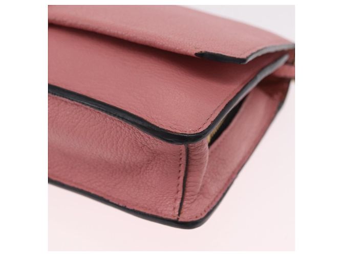 Bolsa de Ombro Miu Miu em Couro Rosa Tom Dourado Auth ka6523A - vista 17