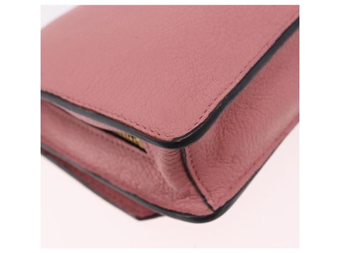 Bolsa de Ombro Miu Miu em Couro Rosa Tom Dourado Auth ka6523A - vista 18