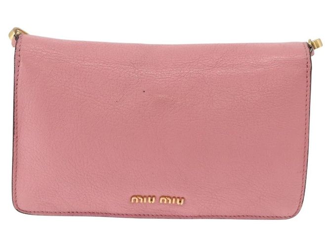 Bolsa de Ombro Miu Miu em Couro Rosa Tom Dourado Auth ka6523A - vista 2