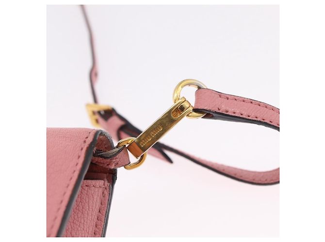 Bolsa de Ombro Miu Miu em Couro Rosa Tom Dourado Auth ka6523A - vista 20