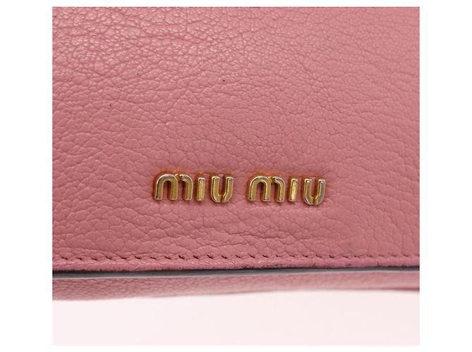 Bolsa de Ombro Miu Miu em Couro Rosa Tom Dourado Auth ka6523A - vista 21