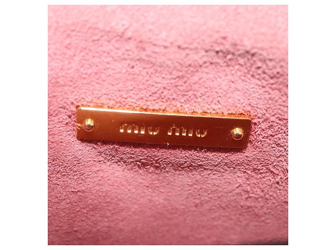 Bolsa de Ombro Miu Miu em Couro Rosa Tom Dourado Auth ka6523A - vista 25