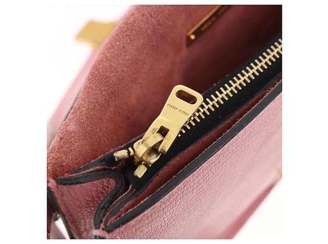 Bolsa de Ombro Miu Miu em Couro Rosa Tom Dourado Auth ka6523A - vista 26