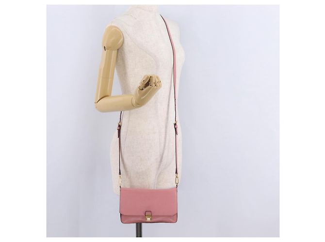 Bolsa de Ombro Miu Miu em Couro Rosa Tom Dourado Auth ka6523A - vista 32