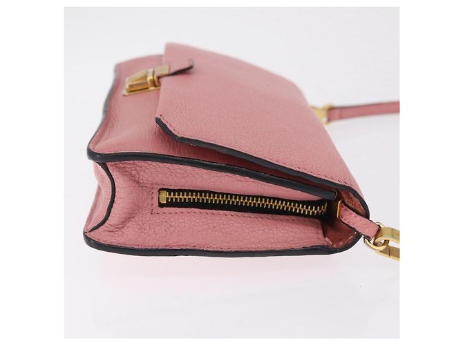 Bolsa de Ombro Miu Miu em Couro Rosa Tom Dourado Auth ka6523A - vista 4