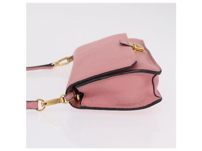 Bolsa de Ombro Miu Miu em Couro Rosa Tom Dourado Auth ka6523A - vista 5