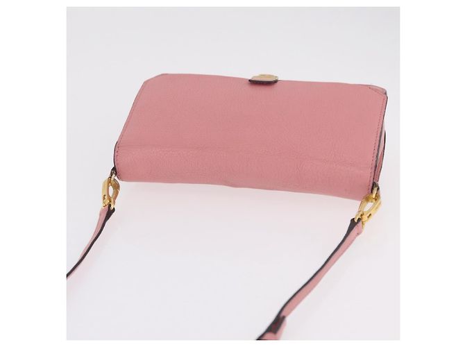 Bolsa de Ombro Miu Miu em Couro Rosa Tom Dourado Auth ka6523A - vista 7