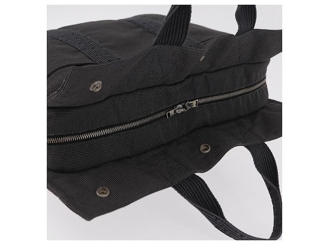 Hermès Sac à main HERMES Her Line MM Canvas Gris Argent Auth 207576A Marron Argenté - vue 6