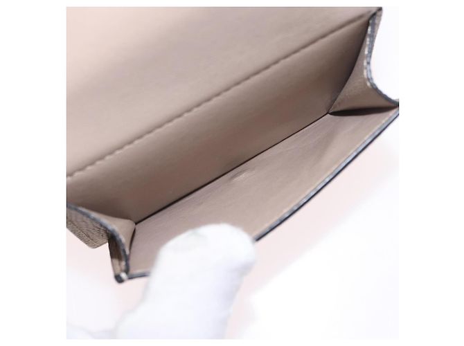LOEWE Anagram Trifold Wallet Leather Beige Silver Auth 205328M Silvery - view 10