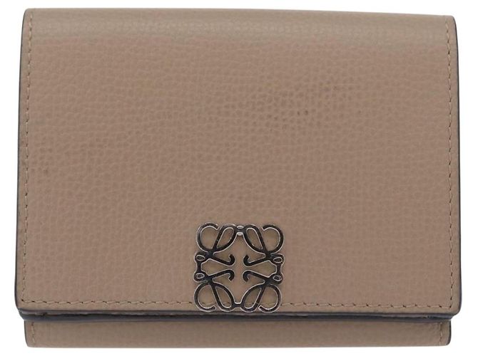 LOEWE Anagram Trifold Wallet Leather Beige Silver Auth 205328M Silvery - view 13