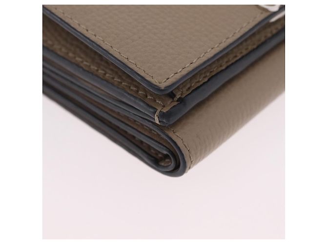 LOEWE Anagram Trifold Wallet Leather Beige Silver Auth 205328M Silvery - view 14
