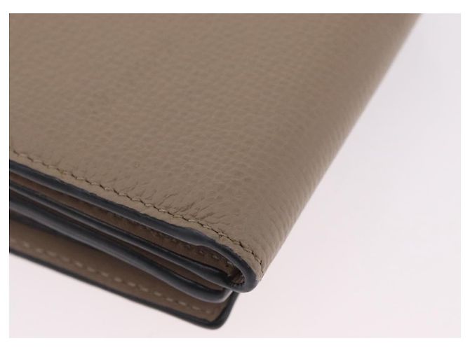 LOEWE Anagram Trifold Wallet Leather Beige Silver Auth 205328M Silvery - view 16