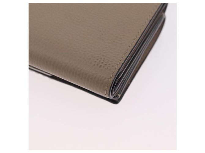 LOEWE Anagram Trifold Wallet Leather Beige Silver Auth 205328M Silvery - view 17