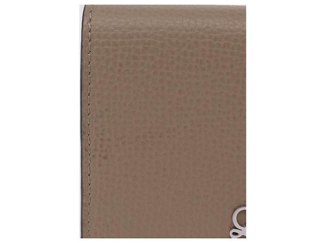 LOEWE Anagram Trifold Wallet Leather Beige Silver Auth 205328M Silvery - view 2