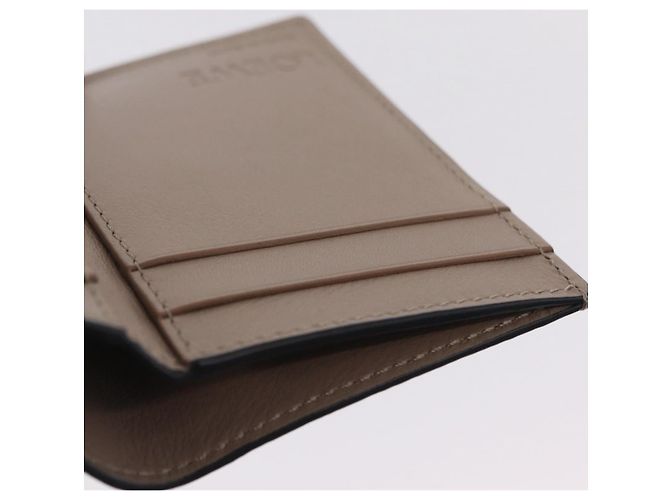 LOEWE Anagram Trifold Wallet Leather Beige Silver Auth 205328M Silvery - view 22