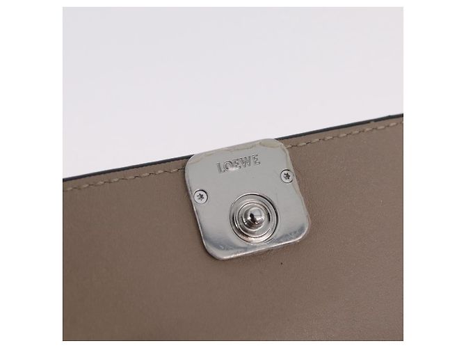 LOEWE Anagram Trifold Wallet Leather Beige Silver Auth 205328M Silvery - view 25