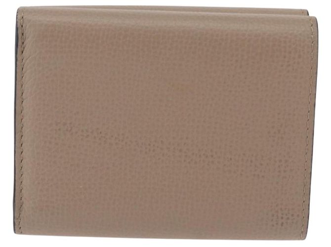 LOEWE Anagram Trifold Wallet Leather Beige Silver Auth 205328M Silvery - view 3