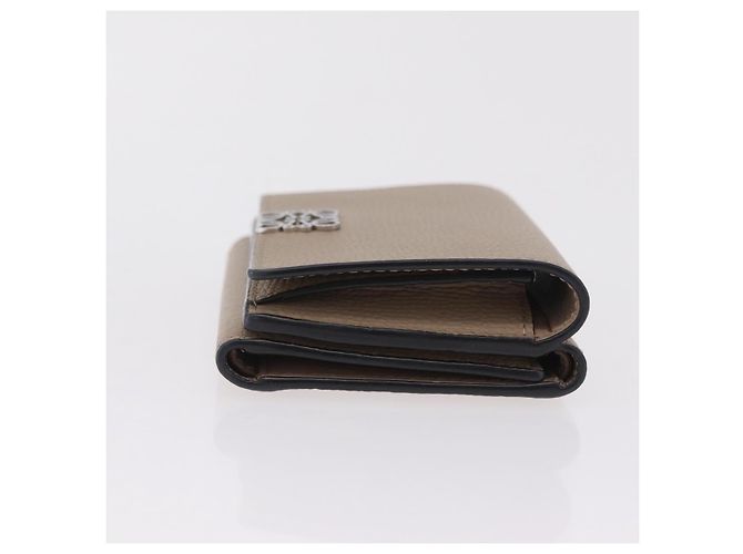 LOEWE Anagram Trifold Wallet Leather Beige Silver Auth 205328M Silvery - view 4