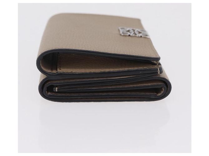 LOEWE Anagram Trifold Wallet Leather Beige Silver Auth 205328M Silvery - view 5