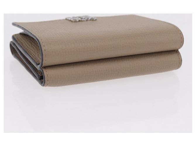 LOEWE Anagram Trifold Wallet Leather Beige Silver Auth 205328M Silvery - view 6
