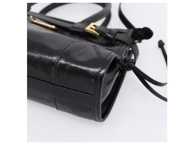 Bolso PRADA Bonnie de piel 2way Negro Oro Auth BA15756SAM Dorado - vista 16