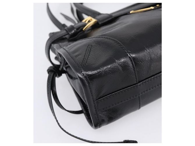 Bolso PRADA Bonnie de piel 2way Negro Oro Auth BA15756SAM Dorado - vista 17