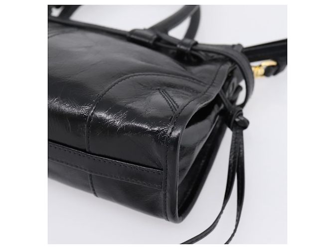 Bolso PRADA Bonnie de piel 2way Negro Oro Auth BA15756SAM Dorado - vista 18