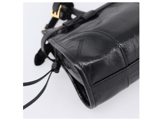 Bolso PRADA Bonnie de piel 2way Negro Oro Auth BA15756SAM Dorado - vista 19