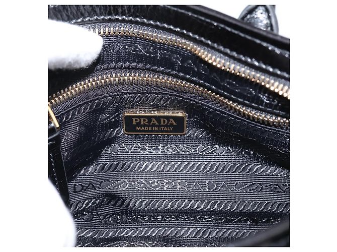 Bolso PRADA Bonnie de piel 2way Negro Oro Auth BA15756SAM Dorado - vista 21