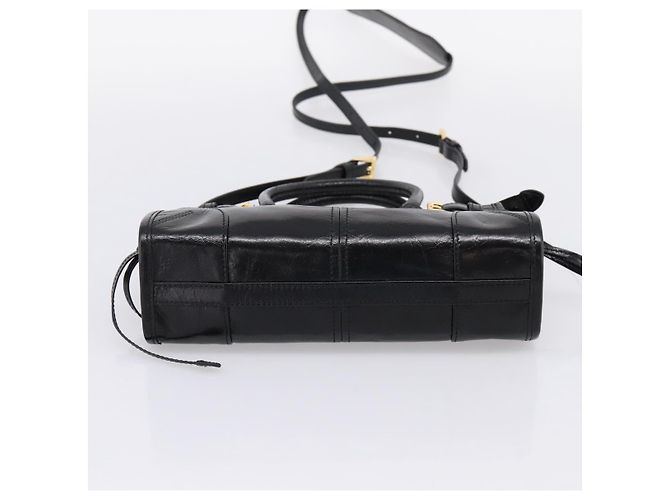 Bolso PRADA Bonnie de piel 2way Negro Oro Auth BA15756SAM Dorado - vista 5