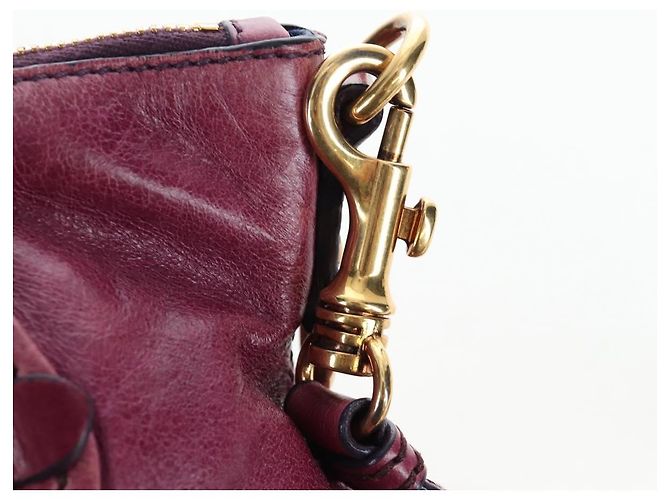 Miu Miu Handtasche Leder 2way Lila Gold Auth 204521V Golden - Ansicht 21