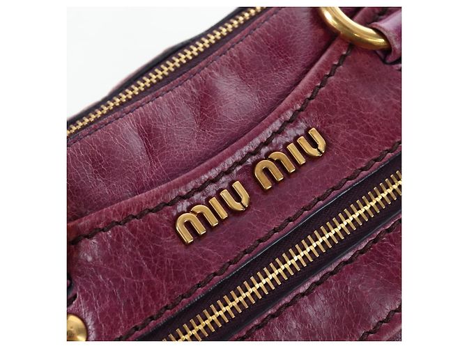 Miu Miu Handtasche Leder 2way Lila Gold Auth 204521V Golden - Ansicht 22