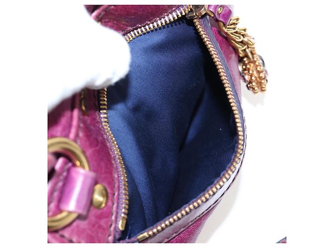 Miu Miu Handtasche Leder 2way Lila Gold Auth 204521V Golden - Ansicht 24