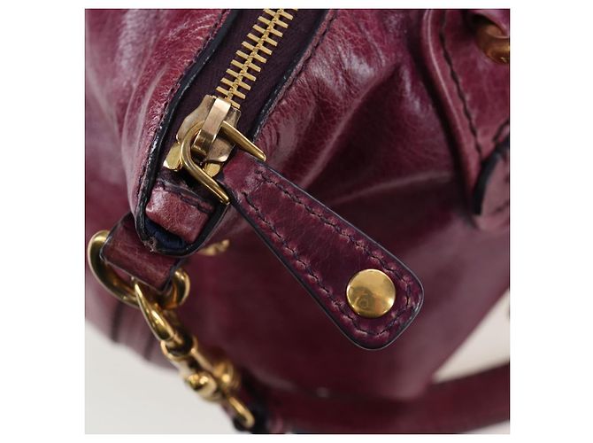Miu Miu Handtasche Leder 2way Lila Gold Auth 204521V Golden - Ansicht 25