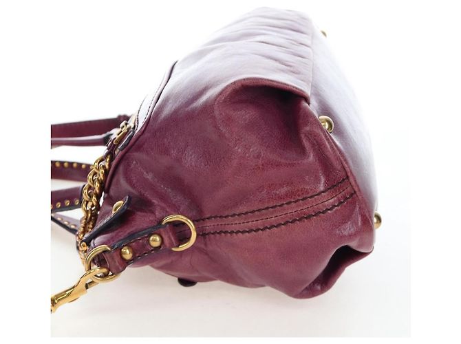 Miu Miu Handtasche Leder 2way Lila Gold Auth 204521V Golden - Ansicht 3