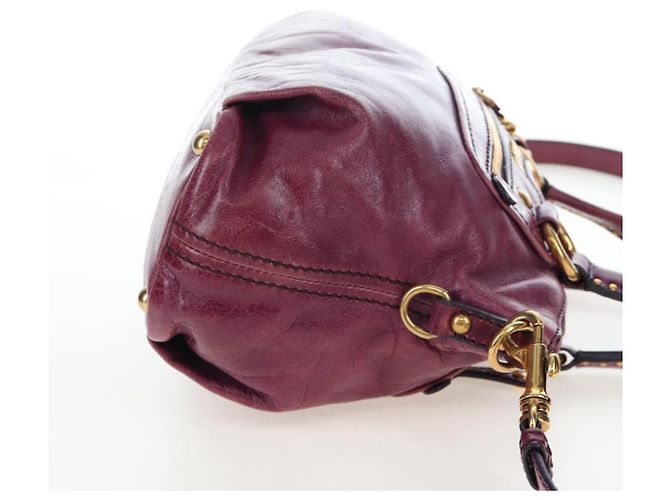 Miu Miu Handtasche Leder 2way Lila Gold Auth 204521V Golden - Ansicht 4
