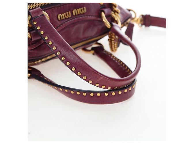 Miu Miu Handtasche Leder 2way Lila Gold Auth 204521V Golden - Ansicht 7