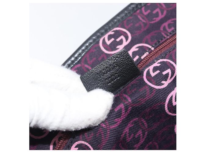 Borsa Tote GUCCI Pretty Sherry Line in pelle nera e oro 163805 Auth 207457V Nero D'oro - vista 11
