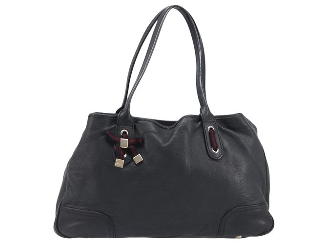 Borsa Tote GUCCI Pretty Sherry Line in pelle nera e oro 163805 Auth 207457V Nero D'oro - vista 13