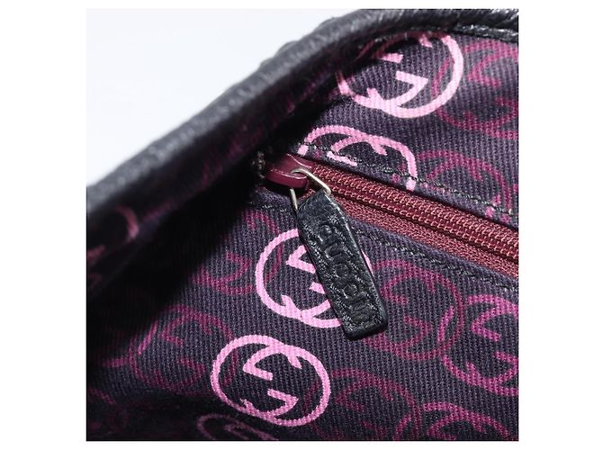 Borsa Tote GUCCI Pretty Sherry Line in pelle nera e oro 163805 Auth 207457V Nero D'oro - vista 22