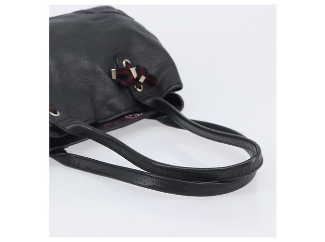 Borsa Tote GUCCI Pretty Sherry Line in pelle nera e oro 163805 Auth 207457V Nero D'oro - vista 8