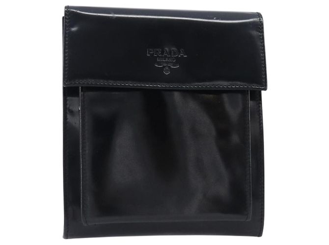 Bolso de hombro PRADA Patent Black Silver Auth bs37116 Negro Plata - vista 13