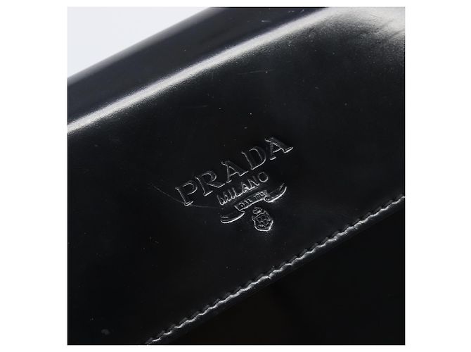 Bolso de hombro PRADA Patent Black Silver Auth bs37116 Negro Plata - vista 19