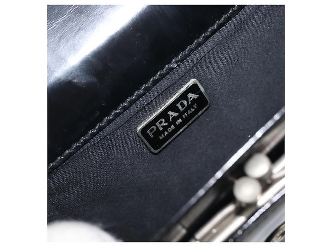 Bolso de hombro PRADA Patent Black Silver Auth bs37116 Negro Plata - vista 21
