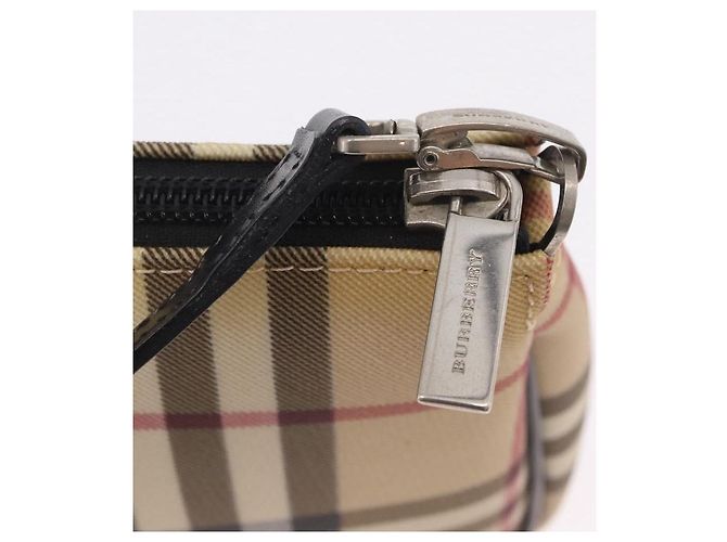 BURBERRY Nova Check Handtasche PVC Leather Beige Silver Auth ka6510A Silber - Ansicht 10
