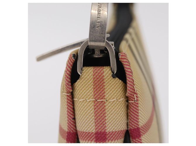 BURBERRY Nova Check Handtasche PVC Leather Beige Silver Auth ka6510A Silber - Ansicht 5