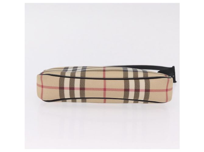 BURBERRY Nova Check Handtasche PVC Leather Beige Silver Auth ka6510A Silber - Ansicht 6